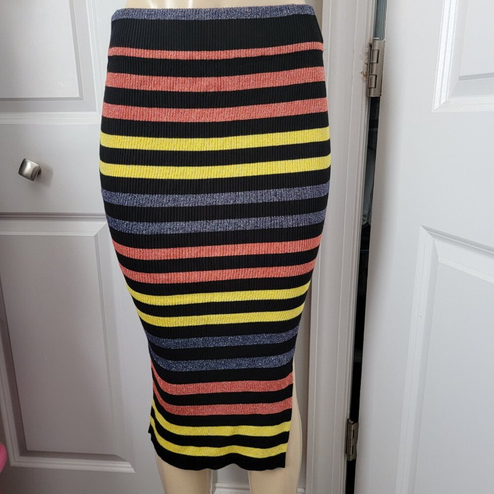 Say What NY Multicolor Stripe Sweater Knit Pencil Midi Skirt - Picture 10 of 10